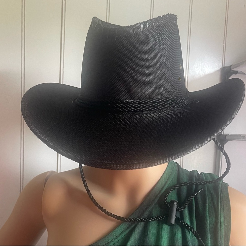 Matte Black Wide Brim Cowboy Hat